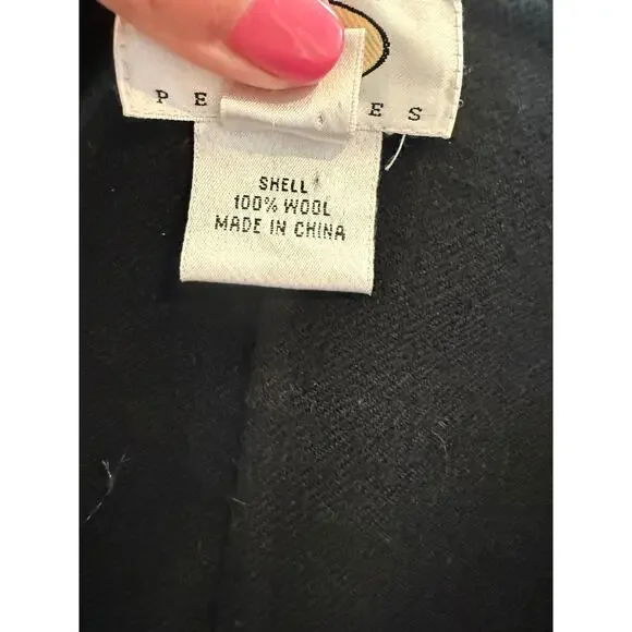 Talbots Lightweight Wool Shawl Collar Mid Length Coat Black 8P - Picture 6 of 6